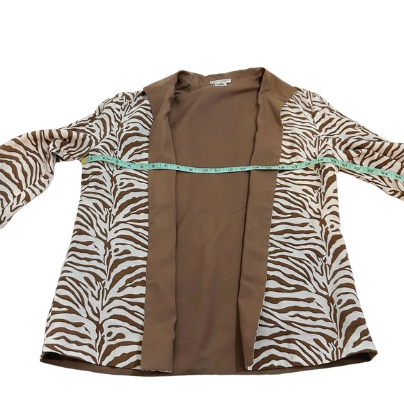 Grace Chuang Vintage Brown & White Zebra Print Open Blazer Jacket, Size Small - Picture 6 of 10